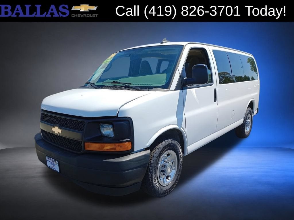 2017 Chevrolet Express Passenger 2500 LS in Summit White — front three-quarter view