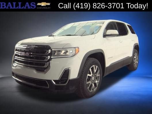 2023 GMC Acadia SLE in Summit White — front three-quarter view