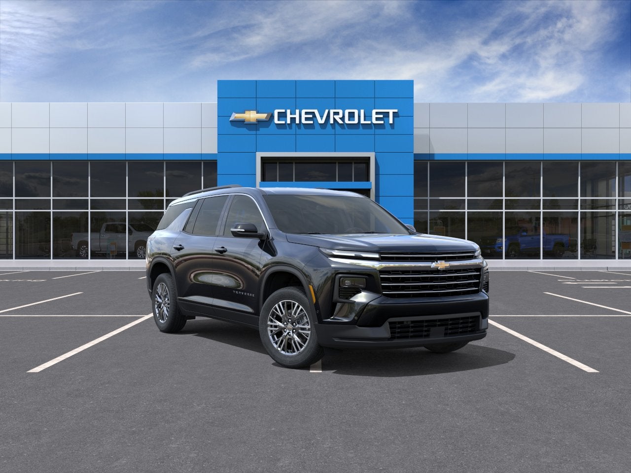 2026 Chevrolet Traverse LT in Mosaic Black Metallic — front three-quarter view