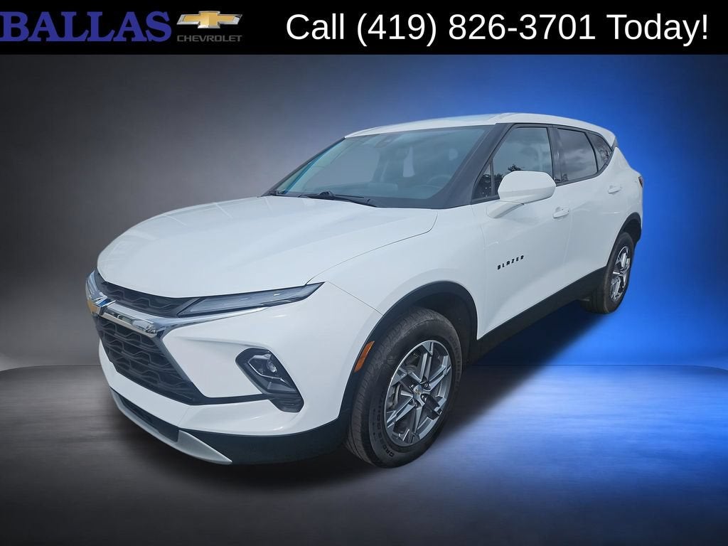 2023 Chevrolet Blazer 2LT in Summit White — front three-quarter view