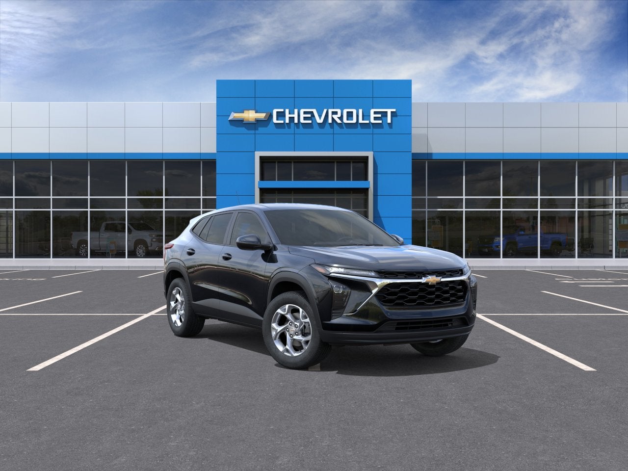 2026 Chevrolet Trax LS in Mosaic Black Metallic — front three-quarter view
