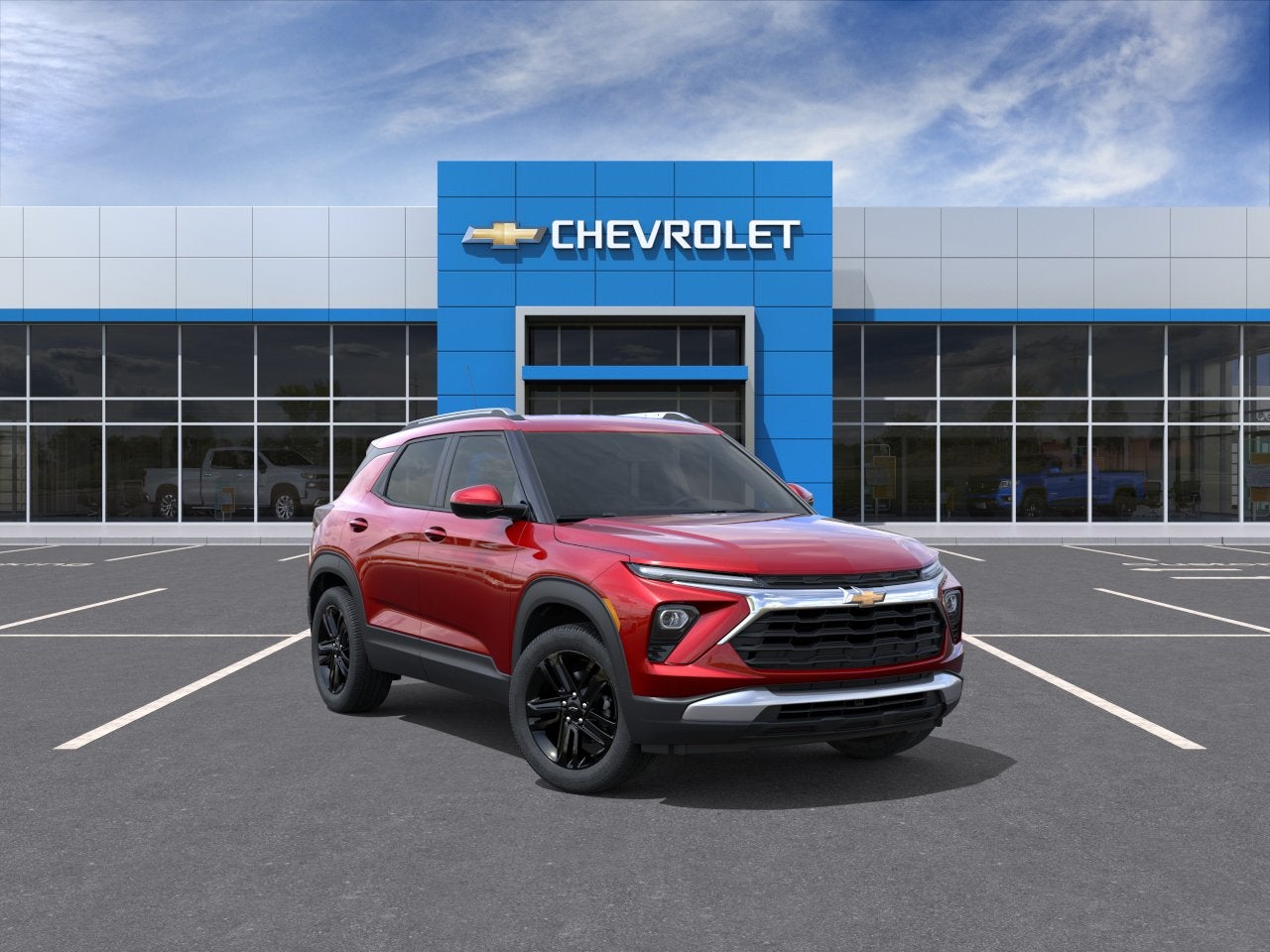 2026 Chevrolet Trailblazer LT in Apex Red — front three-quarter view